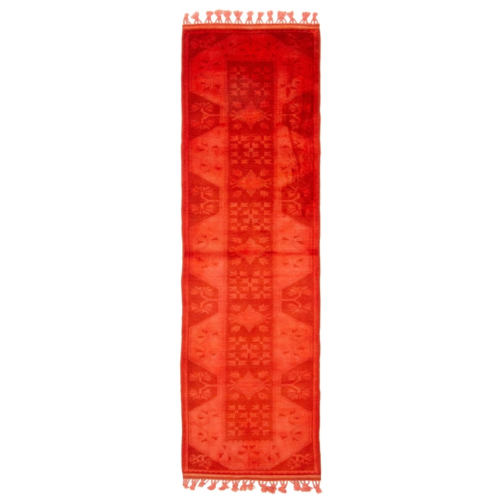 ECARPETGALLERY Hand-knotted Color Transition Red Wool Rug - 2'6 x 8'6