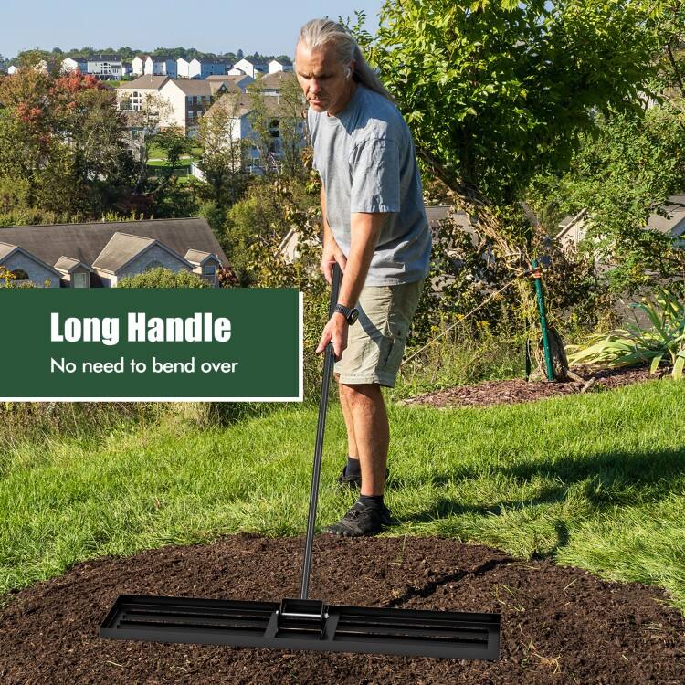 Heavy Duty Lawn Leveling Rake 46" x 10" Plate, 67" Anti-Slip Handle - 46" x 10"