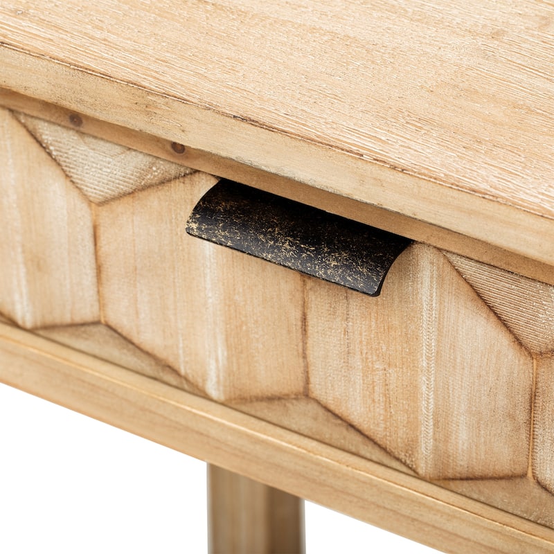 Modern 60" Console Table with 3 Drawers Honeycomb Design for Study Entryway Hallway