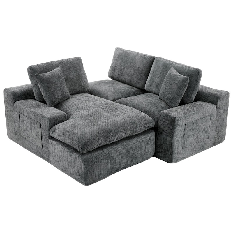 107.9" Upholstered Cloud Free-Combined Sectional Sofa with Double-Layer Cushion and Side Pockets