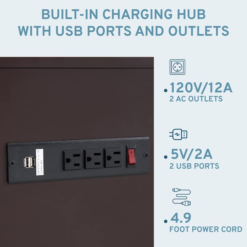 Nightstand with Charging Station - End Table with USB Ports & Outlets