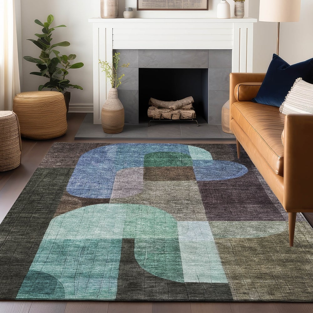 Machine Washable Indoor/ Outdoor Contemporary Deco Chantille Rug
