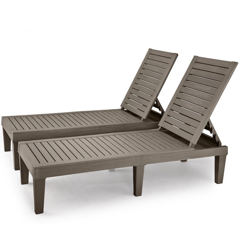 Outdoor Chaise Lounge Chairs (Set of 2) with Adjustable Backrest