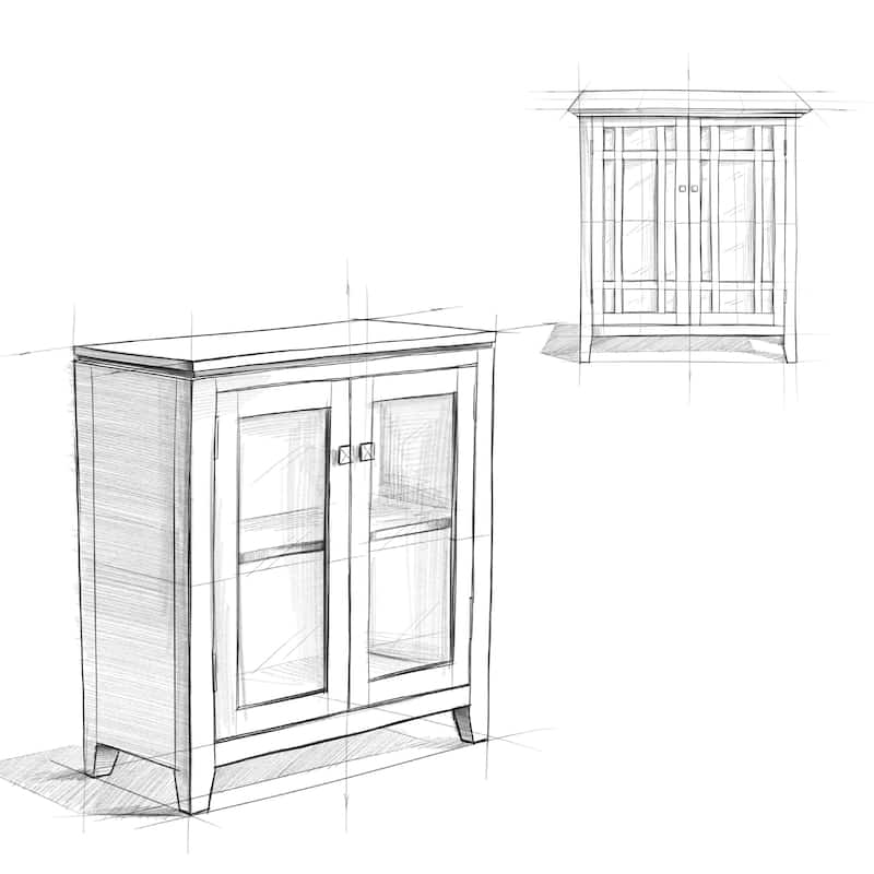 WYNDENHALL Essex SOLID WOOD 30 inch Wide Contemporary Low Storage Cabinet - 30"w x 14"d x 31" h