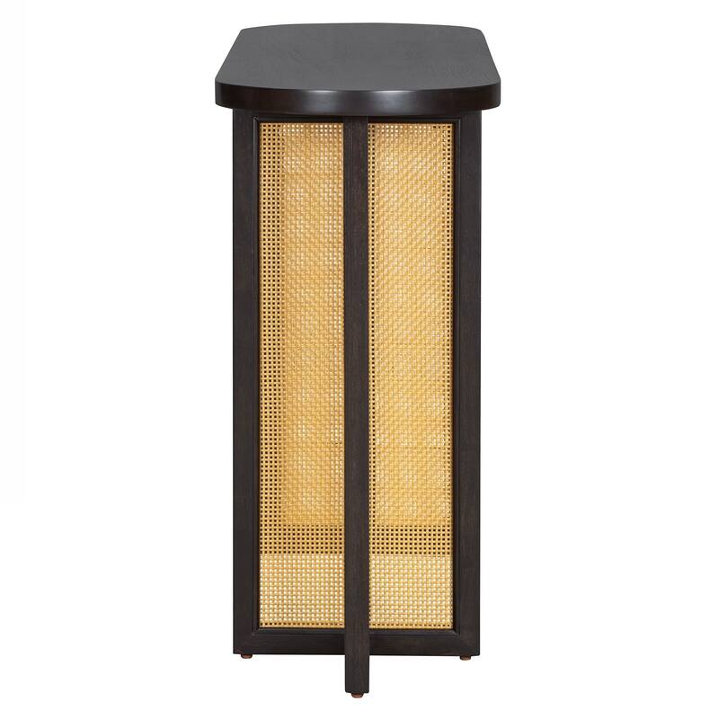 Rattan Console Table Entryway Table, Narrow Console Table with Storage, Hallway Table for Living Room, Entrance