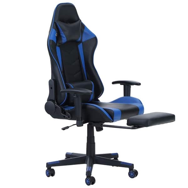  Ergonomic Heavy Duty Leather Racing Video Game Office Chair  with Massage Function Lumbar Support PC Office Chair Gaming Desk Chair for  Home Office Best Computer Gaming Chairs Video Game Chairs, Black 