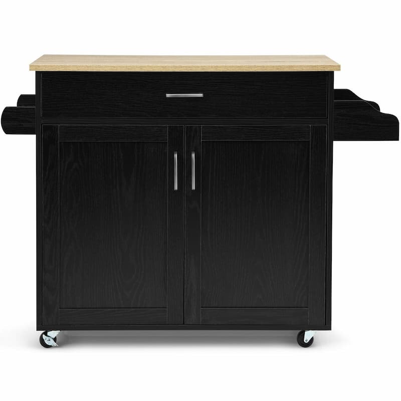 Rolling Kitchen Island Cart with Towel and Spice Rack - 45.5" x 16" x 33.5"(L x W x H)