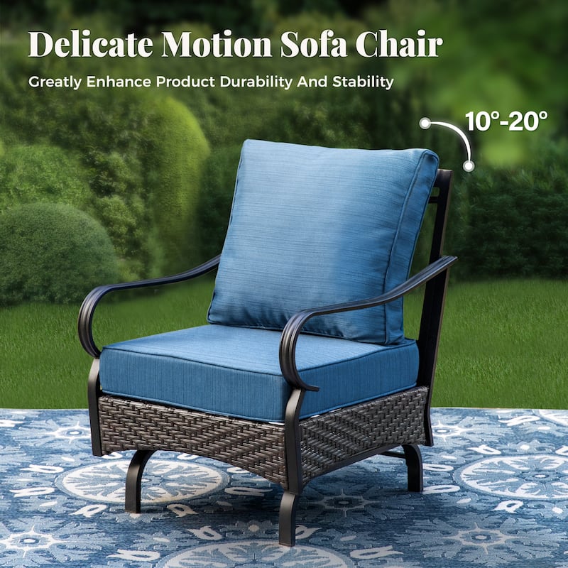 MAISON ARTS Modern Outdoor Patio Furniture Set with Waterproof Cushions - 5-Piece Wicker & Metal Conversation Set