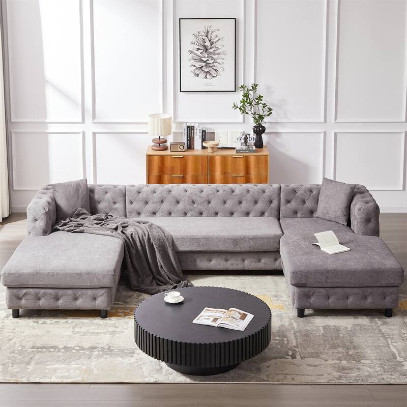 126-inch Modern Style Chenille Three Piece Sofa