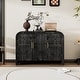 preview thumbnail 1 of 24, Retro 3-Door Curved Sideboard with Adjustable Storage for Living Room Antique Black