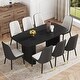 preview thumbnail 1 of 18, 9-Piece Dining Table Set. 67 * 35.4 inch wood grain MDF dining table with 8 chairs Black,Dark Gray,White