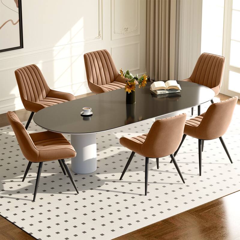 Modern Dining Chairs Set of 4, Comfy Dining Room Chairs with Thick Cushions, Upholstered Fabric Chairs with Metal Legs