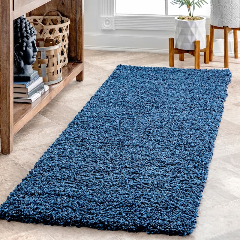Nuloom Scarlett Modern Plush Shag Area Rug - 2' 6" x 10' - Navy - Runner