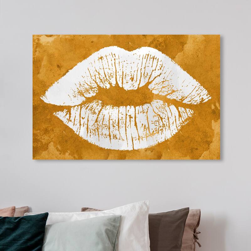 Wynwood Studio Fashion and Glam Solid Kiss Ochre Gold and Glam Wall Art Canvas Print - 36 x 54
