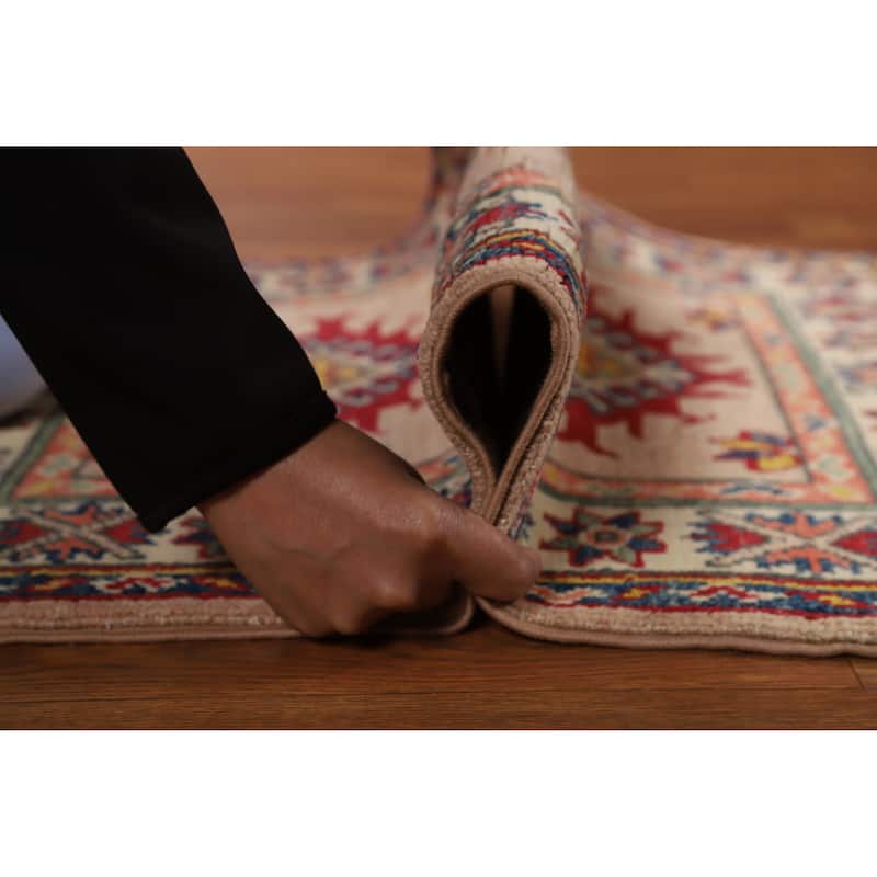 Geometric Kazak Oriental Accent Rug Hand-Knotted Wool Carpet - 2'0"x 3'0"