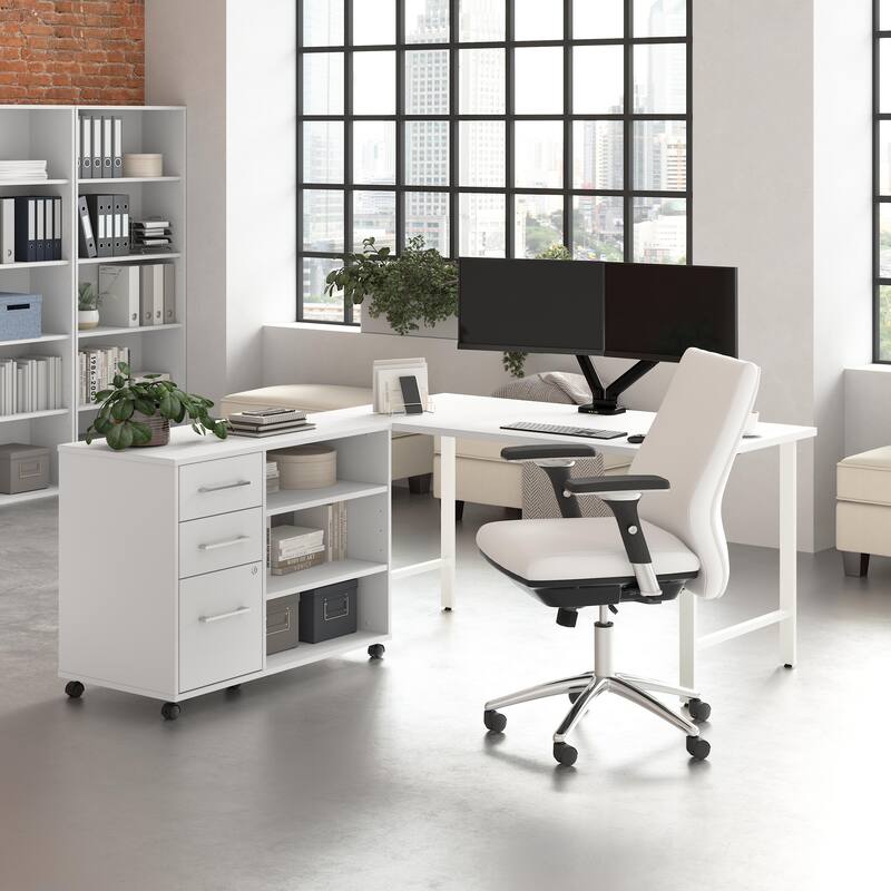 Bush Business Furniture Hustle 60W x 30D Computer Desk with Storage - White