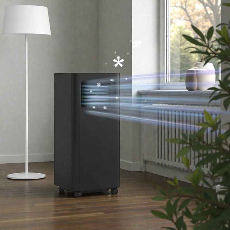 Portable Air Conditioner 8000 BTU. 3 in 1 Cooling Dehumidifier Fan. Remote Control. For Rooms up to 345 Sq Ft - Black