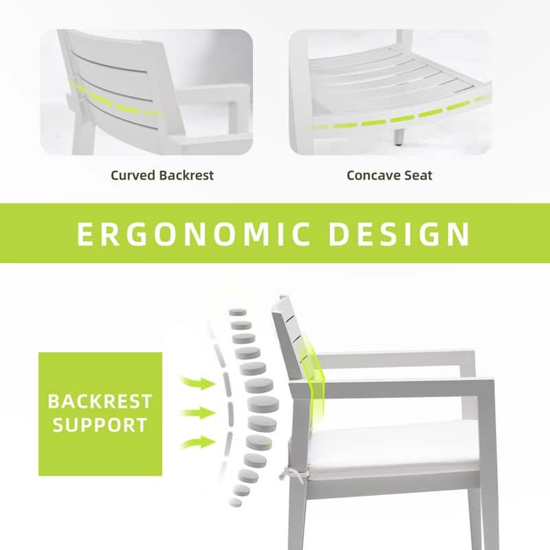 4PC Outdoor Aluminum Dining Chairs – Sunbrella® Cushions, Tapered Feet.