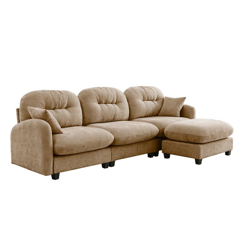 GDF Studio - Amori Modular Modern Chenille L-Shaped Sectional Sofa with Ottoman and Tufted Cushion Backrest