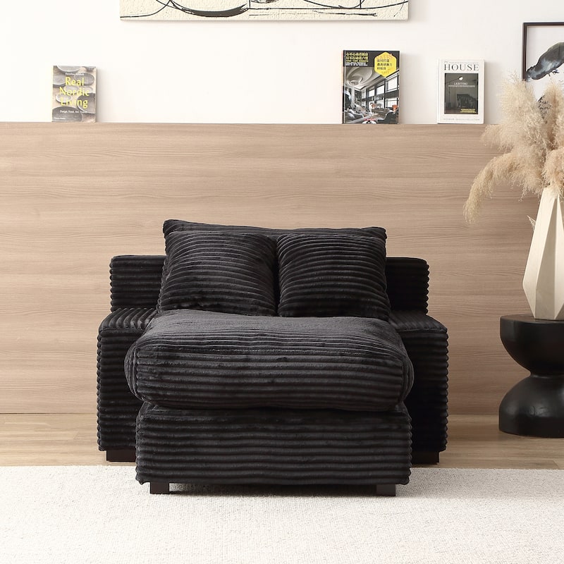 Stylish Corduroy Upholstery Sleeper Sofa Bed Daybed Couch Chaise Lounge for Living Room and Bedroom