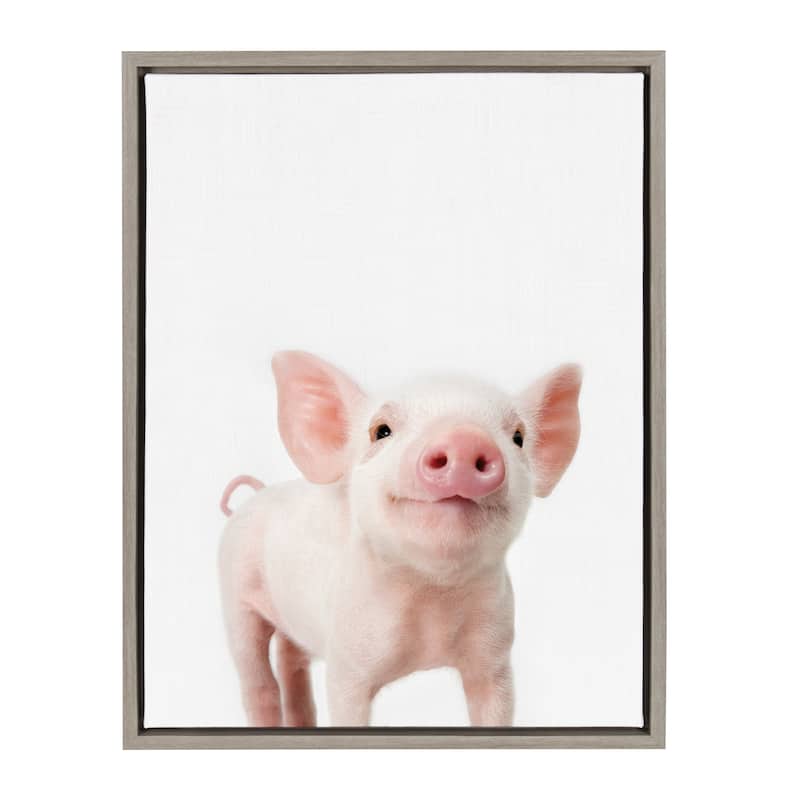 Sylvie Baby Piglet Animal Print Framed Canvas Wall Art by Amy Peterson