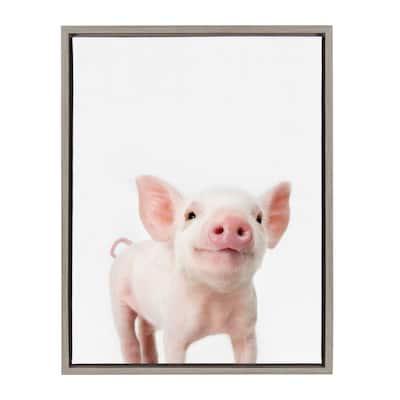 Sylvie Baby Piglet Animal Print Framed Canvas Wall Art by Amy Peterson