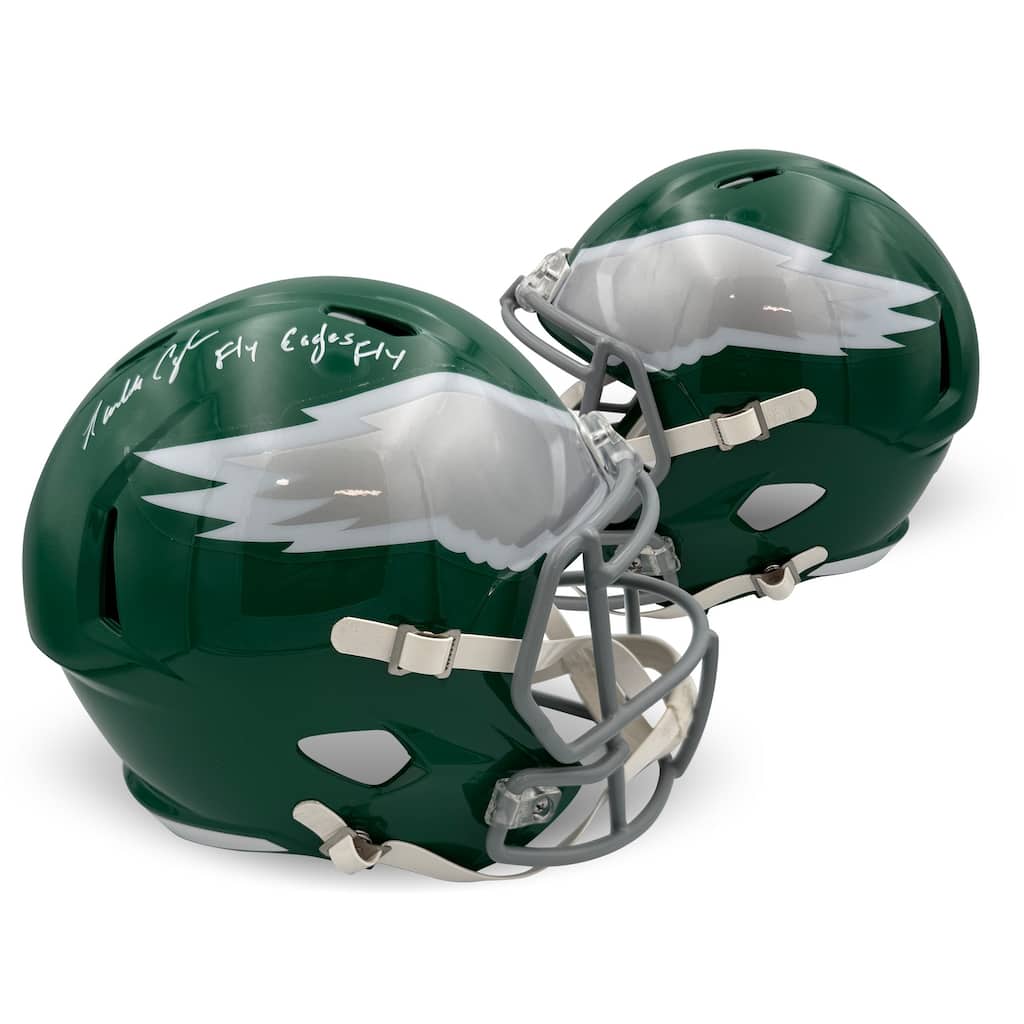 Randall Cunningham Autographed Philadelphia Eagles Signed Football Full Size Replica Helmet FLY EAGLES FLY Beckett COA