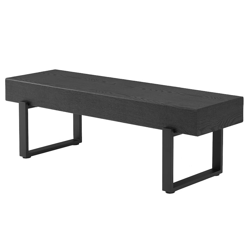 Sleek Modern Unupholstered Bench with Heavy-Duty Metal Legs by Harper&Bright Designs