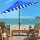 preview thumbnail 18 of 23, SAFAVIEH Athens Inside Out Striped 9-foot Outdoor Umbrella Pacific Blue