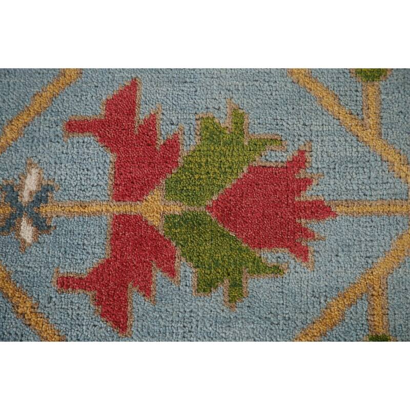 Light Blue Oushak Area Rug Handmade Oriental Wool Carpet - 8'9"x 12'0"