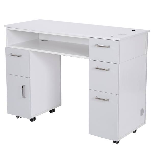 Milan Manicure Table Nail Station Desk Stone Top Ash Grey Overstock