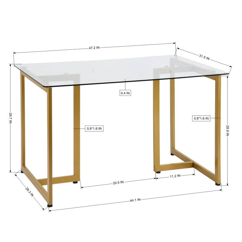 47.2 Inch Modern Tempered Glass Home Kitchen Restaurant Dining Table - 47.2 inches