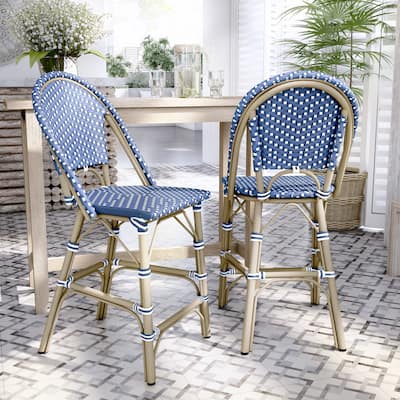 Lidia French 24-inch PE Wicker Counter-Height Chairs (Set of 2) by Furniture of America - Set of 2