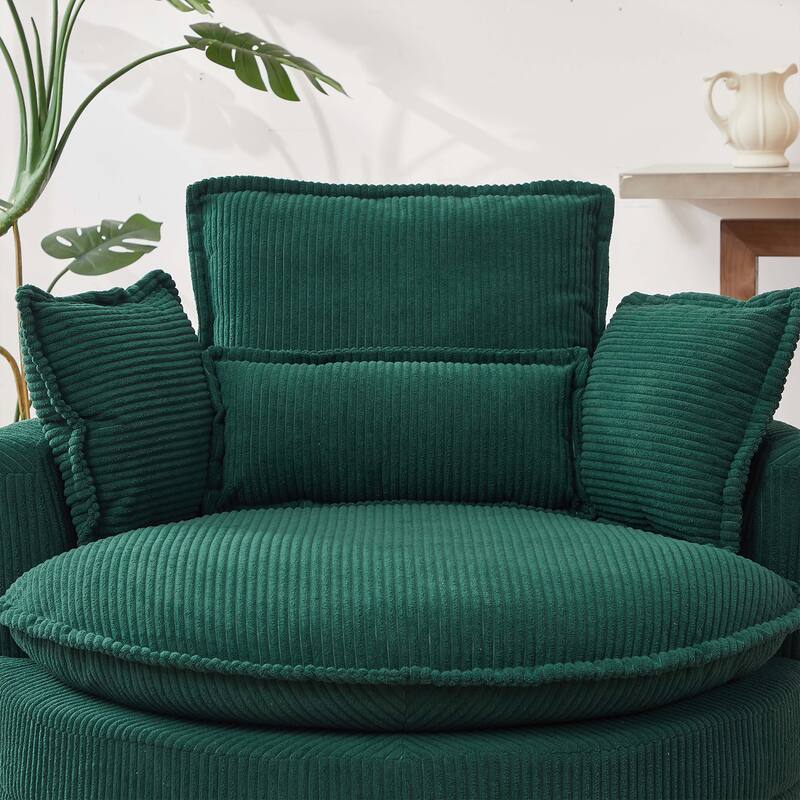 Modern Oversized Swivel Chair With Moon Storage for Living Room