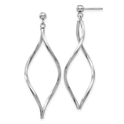 Curata 14k White Gold 40x13mm Twisted Geometric Dangle Post Earrings