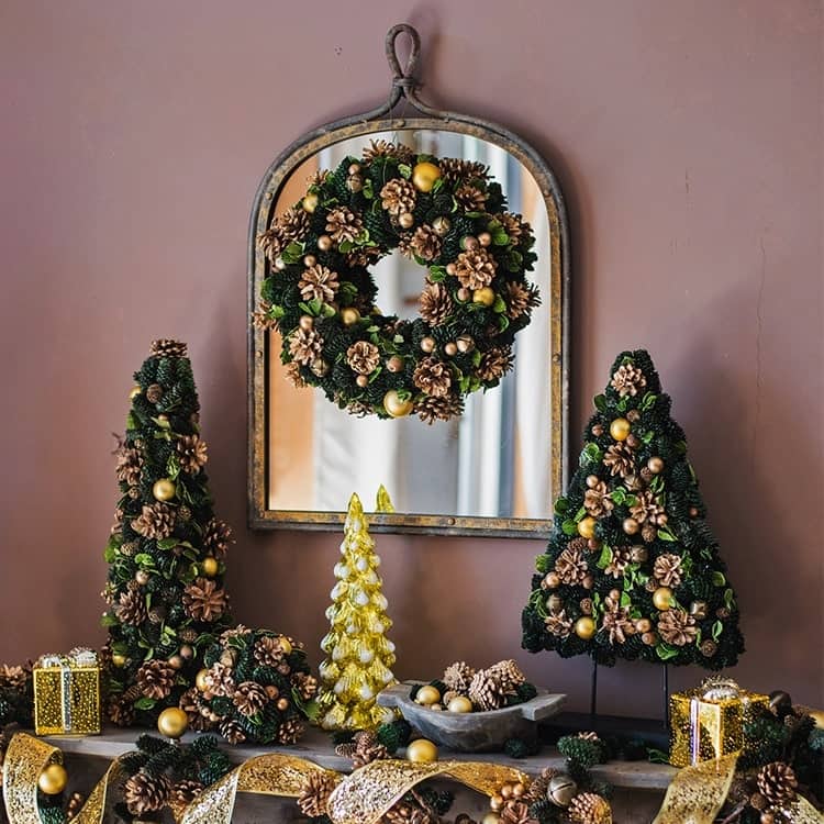 RusticReach Antique Style Dark Iron Mirror - Gold