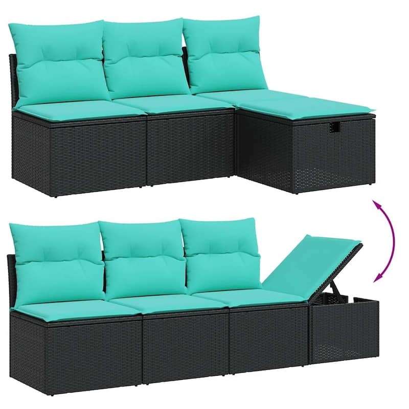 vidaXL Patio Sofa Set with Cushions Sectional Couches 8 Piece Poly Rattan - 24.4 x 24.4 x 27.2