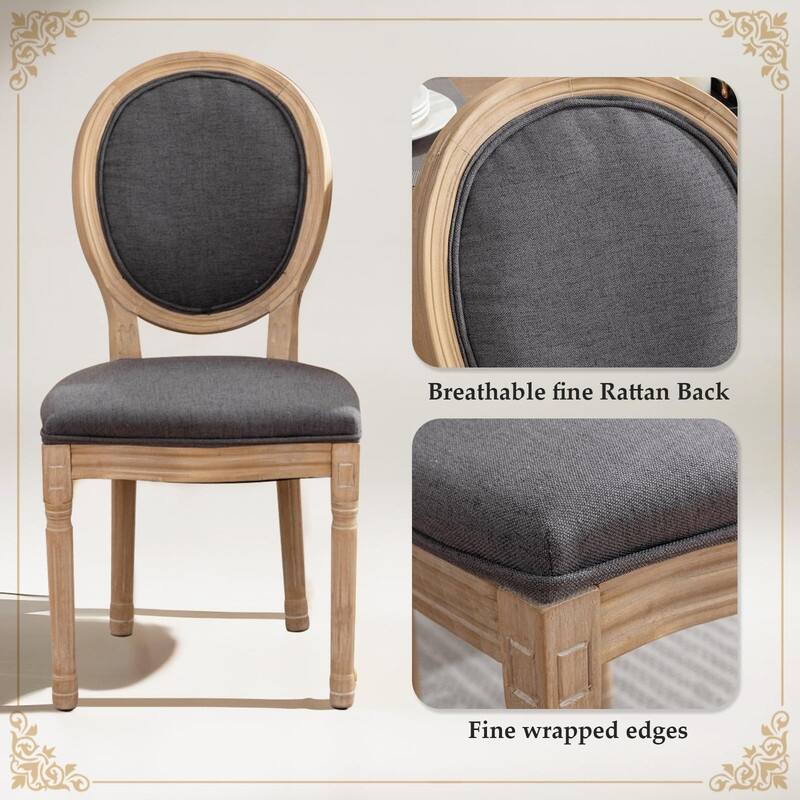 Upholstered French Style Nailhead Dining Chairs(Set of 6)