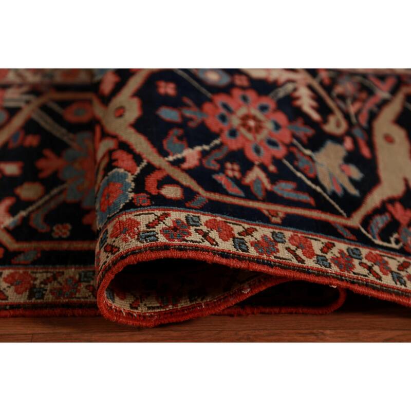 Pre-1900 Antique Vegetable Dye Heriz Serapi Persian Large Wool Carpet - 10'10"x 18'3"