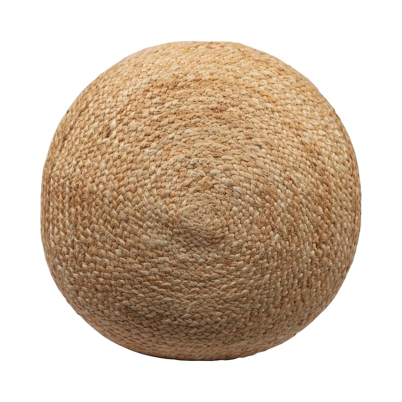 Sevita Natural/Gray Farmhouse Striped Hand-Made Pouf