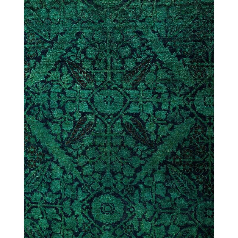Overdyed, One-of-a-Kind Hand-Knotted Area Rug - Green - 12' 3" x 18' 0"