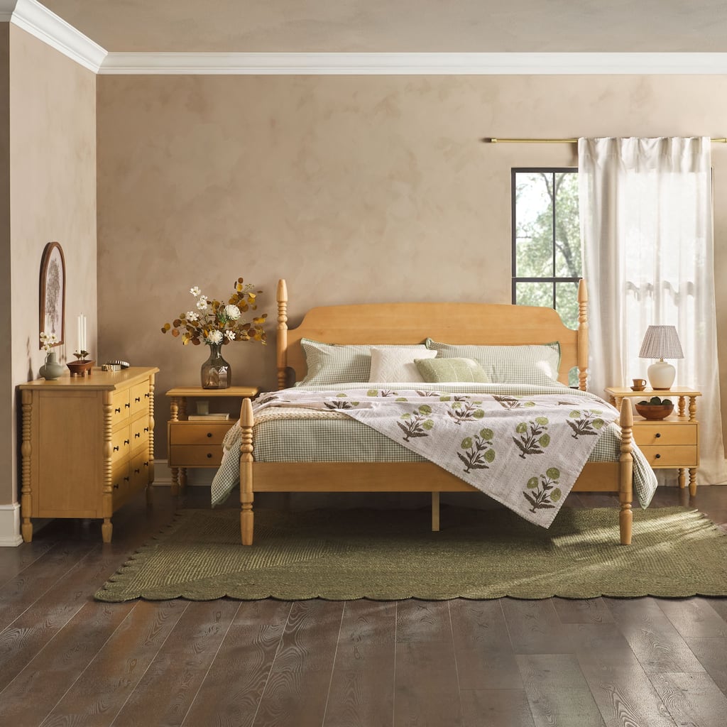 Walker Edison King Bed with Dresser and 2-Drawer Nightstands Bedroom Set