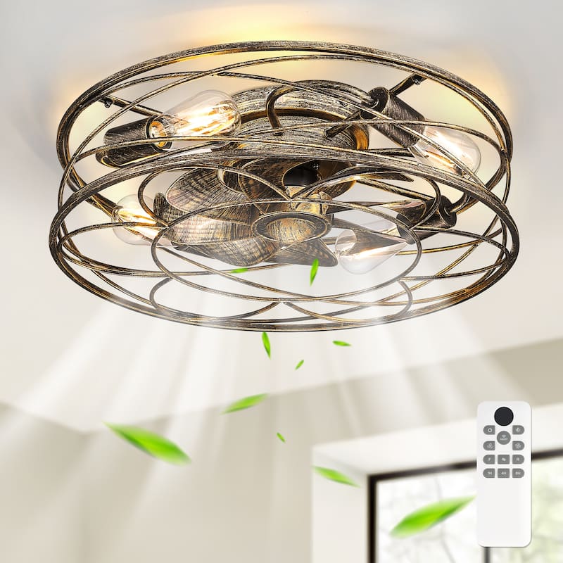 20" Farmhouse Reversible Caged Ceiling Fan - 20 Inches - Black