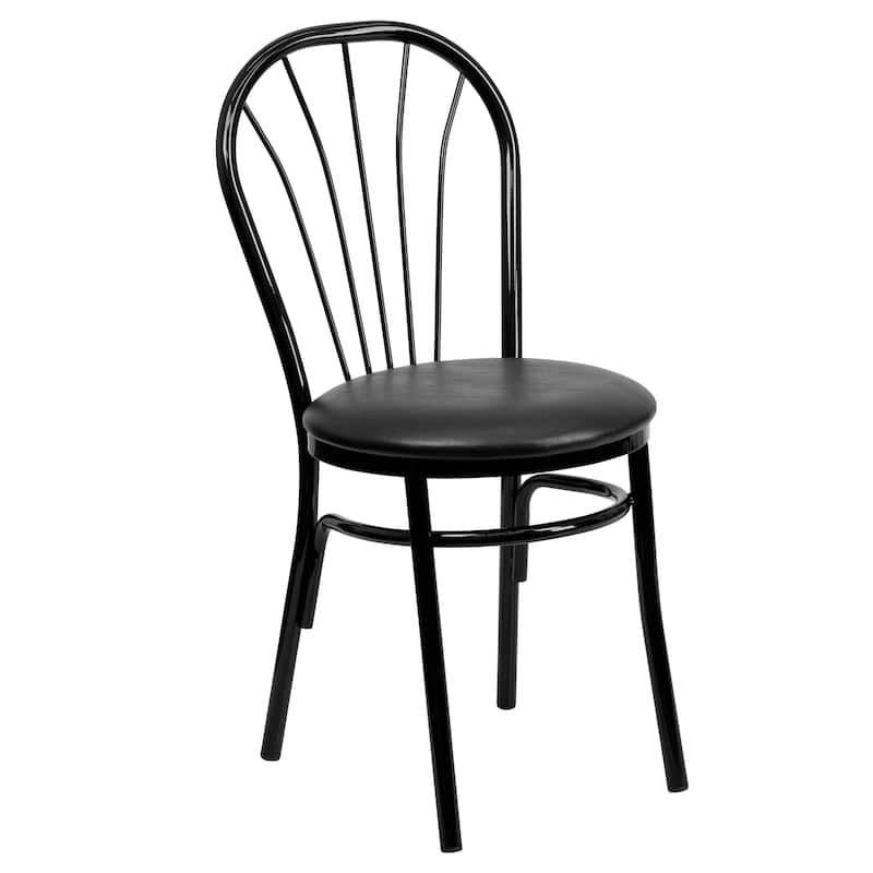 2 Pack Fan Back Metal Chair - Vinyl Seat - 16"W x 20"D x 34.5"H - 16"W x 20"D x 34.5"H
