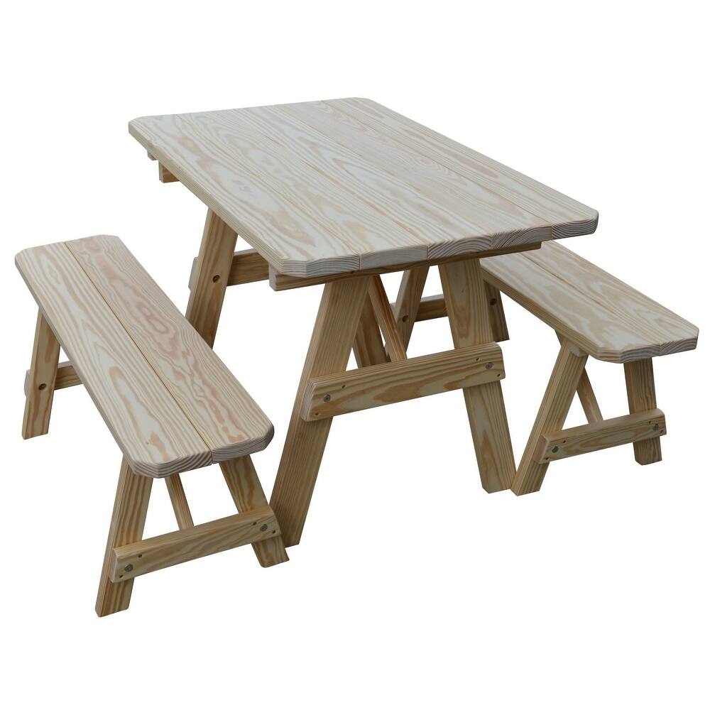 Pine 4' Traditional Picnic Table with 2 Benches