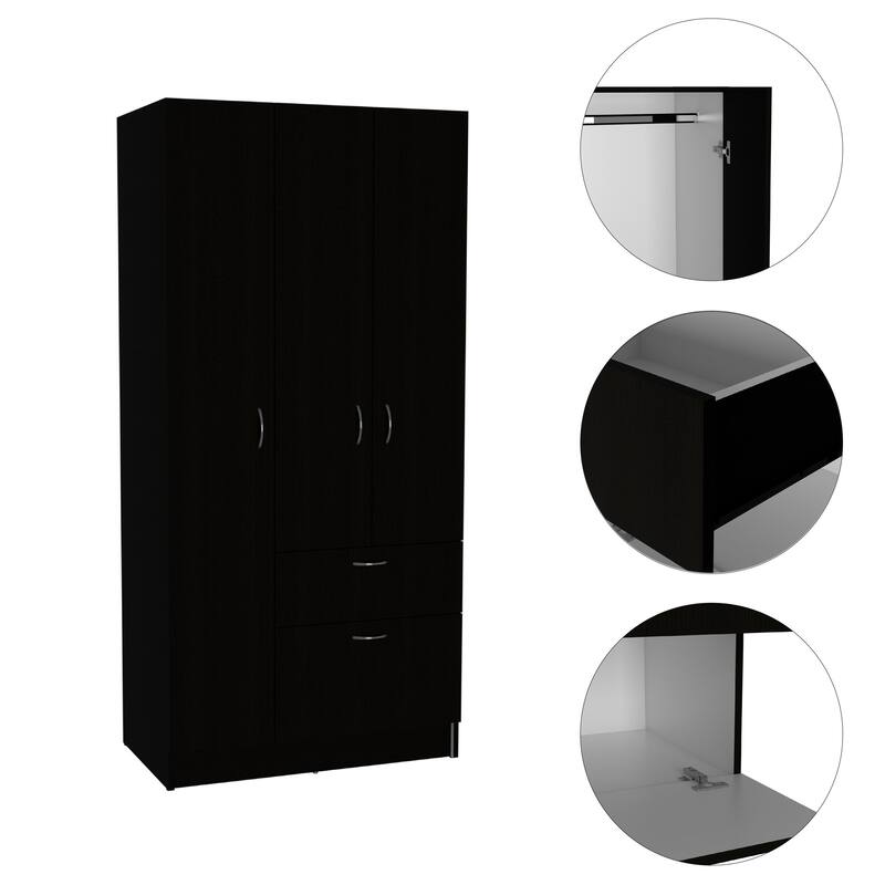 1-Drawer Rectangle Armoire - Black