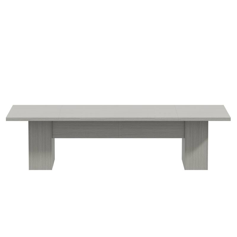 Extra Long Wood Rectangular Dining Table Meeting Table,Oak & White - 126"L