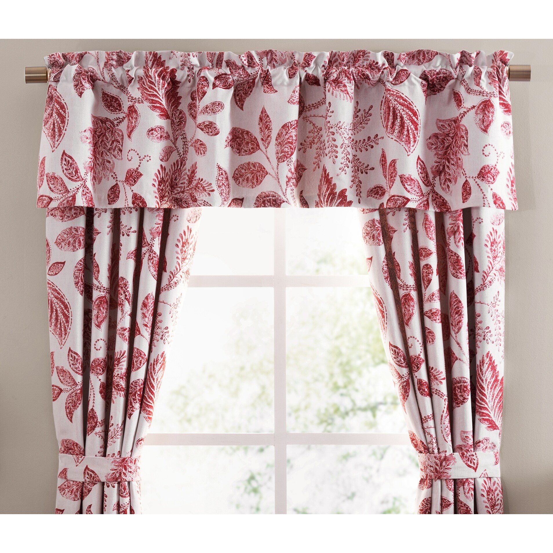 NEW Leaf Vines 3 Piece Tailored Window Valance/Tier Sets Color Choices Modern 
