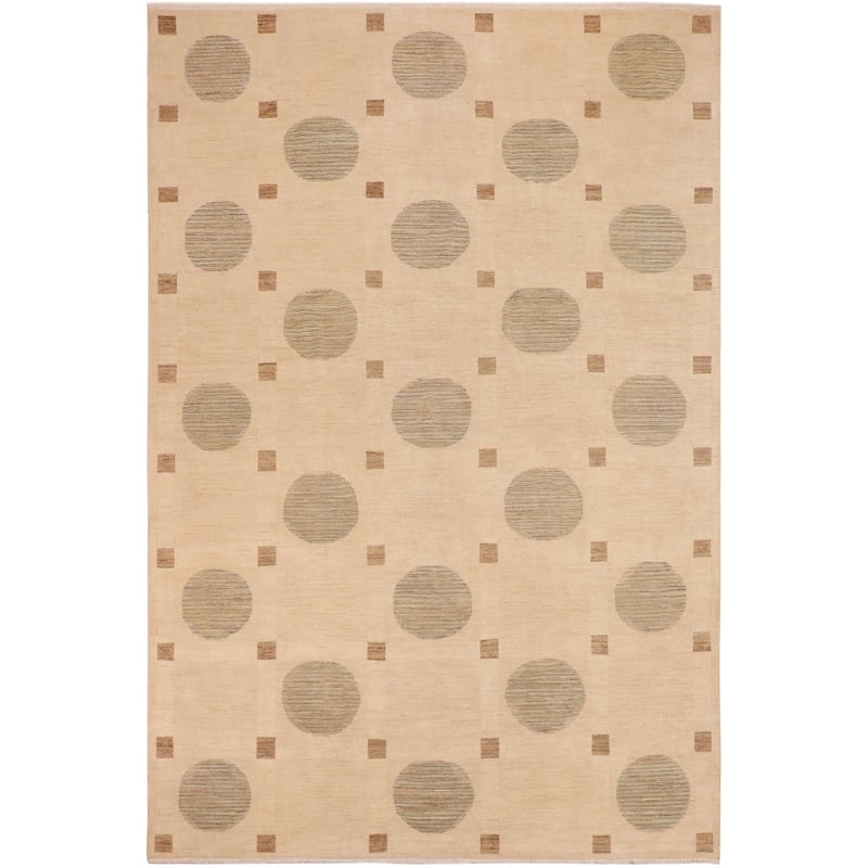 Earth Tone Desert Pillar Gabbeh Hand Knotted Area Rug - 9'10'' x 14'2'' - Tan/Green