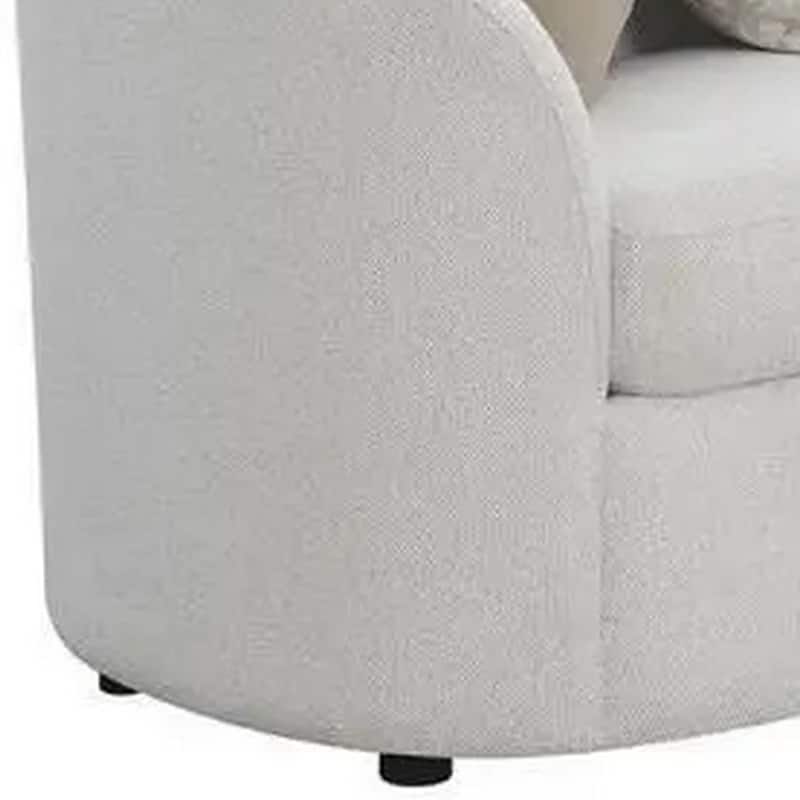Tia 89 Inch Modern Curved Sofa with 2 Throw Pillows, Cream Boucle Fabric